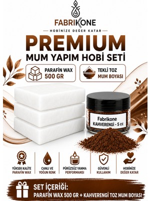 Fabrikone Premium Mum Yapım Hobi Seti - Parafin Wax 500 gr - Tekli Toz Mum Boyası - Kahverengi BKFABPW5001KH