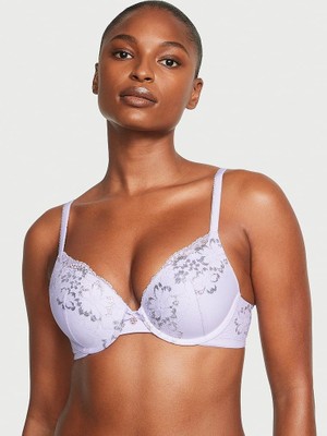 Body By Victoria Dantelli Push-Up Perfect Shape Sütyen - Şanslı Lila Işıltılı Dantel