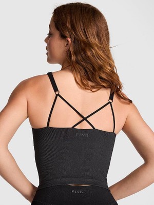 Pink Seamless Kalın Askılı Atlet - Siyah