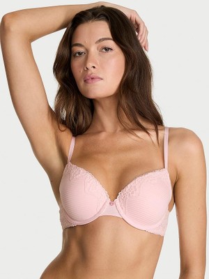 The T-Shirt Perfect Shape Pamuklu Dantelli Push-Up Sütyen - Melek Pembesi
