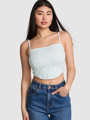 Pink Bralettes & Bra Tops Pamuklu Kalpli Pointelle Büstiyer - Çiçekli