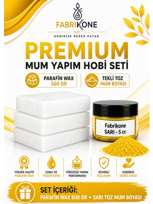 Fabrikone Premium Mum Yapım Hobi Seti - Parafin Wax 500 gr - Tekli Toz Mum Boyası - Sarı BKFABPW5001SR