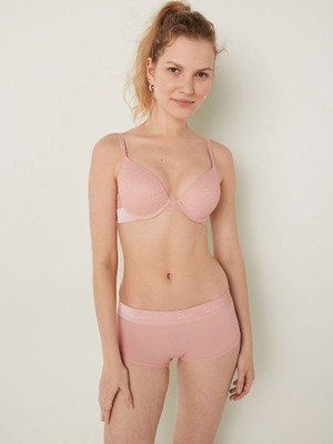 Pink Wear Everywhere Çok Yönlü Dantelli Push-Up Sütyen - Gümüş Pembe