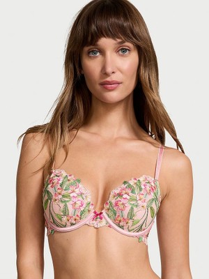 Dream Angels Zambak Işlemeli Push-Up Sütyen - Pembe Zambaklar