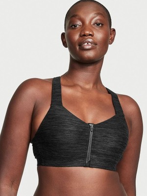 Victoria's Secret Knockout Maksimum Destek Veren Önden Kapamalı Sporcu Sütyeni - Oniks Gri Melanj