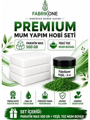 Fabrikone Premium Mum Yapım Hobi Seti - Parafin Wax 500 gr - Tekli Toz Mum Boyası - Yeşil BKFABPW5001Y