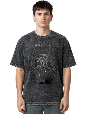 Sevbano The Weeknd After Hours Rapper Şarkıcı Ön Baskılı Unisex Oversize Eskitme Yıkamalı Tişört