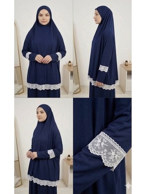 Handmade Dantel Detaylı Namaz Kıyafeti Namazlık Takım (Tesettür Elbise)