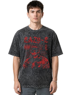 Sevbano Eazy-E N.w.a Rapper Şarkıcı Ön Baskılı Unisex Oversize Eskitme Yıkamalı Tişört