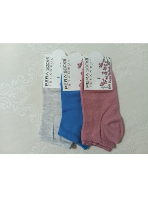 Pera Socks 3'lü Kadın Patik Çorap– Nefes Alan, Terletmeyen, Sıkmayan Lastik, Topuk Burun Takviyeli