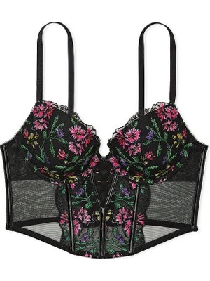 Very Sexy Nakışlı Push-Up Korse - Çoklu Siyah