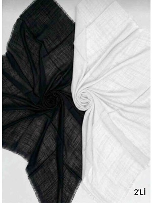 Özense 2'li Flamlı Pamuklu Terletmeyen 4 Mevsim Kullanılabilir 100X100 cm Siyah ve Beyaz Renkli Eşarp