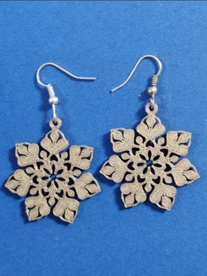 Otantik Kar Tanesi & Mandala Sallantılı Küpe – Bej