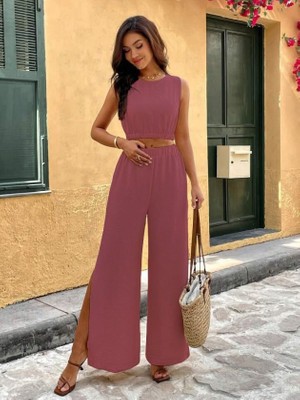 Sun & North Sun&north Kadın Yırtmaçlı Pantolon Lastikli Atlet Takım