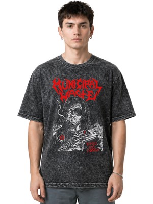 Sevbano Municipal Waste Rock Metal Müzik Grubu Ön Baskılı Unisex Oversize Vintage Yıkamalı Tişört