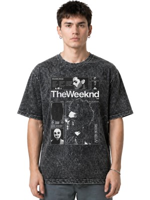 Sevbano The Weeknd Rapper Şarkıcı Ön Baskılı Unisex Oversize Eskitme Yıkamalı Tişört