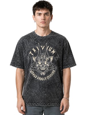 Sevbano Trivium Rock Metal Müzik Grubu Ön Baskılı Unisex Oversize Eskitme Yıkamalı Tişört