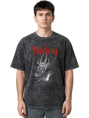Sevbano Trivium Rock Metal Müzik Grubu Ön Baskılı Unisex Oversize Eskitme Yıkamalı Tişört