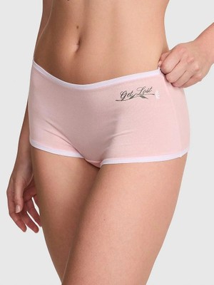 Pink Logolu Pamuklu Boyshort Külot - Melek Pembesi