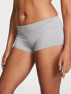 Pink Pamuklu Boyshort Külot - Gri Melanj