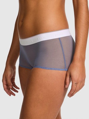 Pink Logolu Tül Boyshort Külot - Lila
