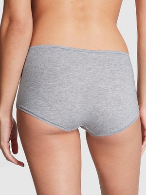 Pink Logolu Pamuklu Boyshort Külot - Kırçıllı Gri