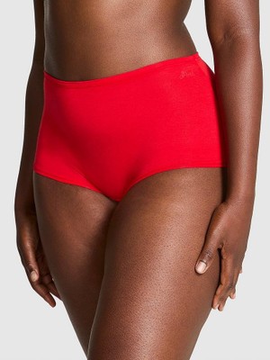 Pink Logolu Pamuklu Boyshort Külot - Kırmızı