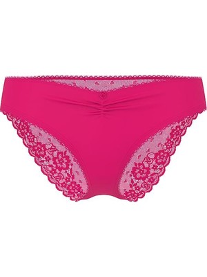 Victoria's Secret Esnek Pamuklu Kalp Dantelli Hiphugger Külot - Sıcak Pembe