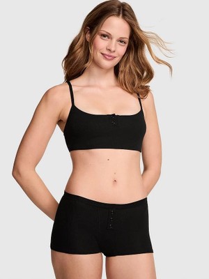 Pink Pamuklu Boyshort Külot - Siyah
