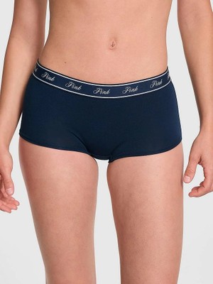 Pink Logolu Pamuklu Boyshort Külot - Açık Lacivert