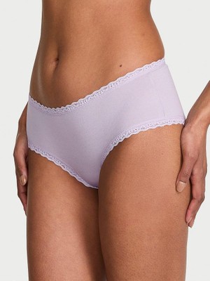 Lace Tri̇m Beli Dantelli Pamuklu Cheeky Külot - (Tek Renk)