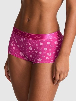Pink Logolu Pamuklu Boyshort Külot - (Tek Renk)