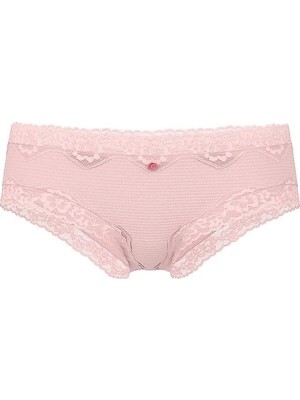 Lace Trim Pamuklu Dantelli Cheeky Külot - Melek Pembesi