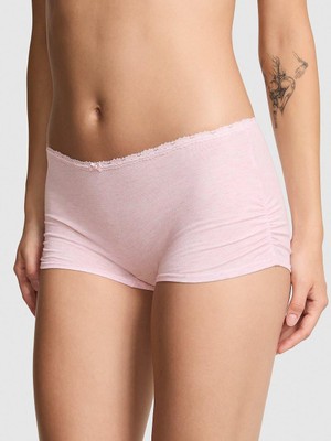 Pink Pamuklu Boyshort Külot - Kırçıllı Pembe
