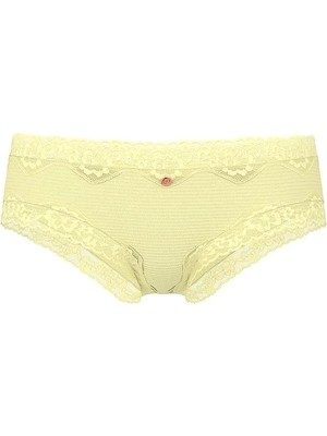 Lace Tri̇m Pamuklu Dantelli Cheeky Külot - Limonata Sarısı
