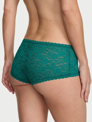 The Lacie Dantelli Düşük Bel Boyshort Külot - Koyu Turkuaz