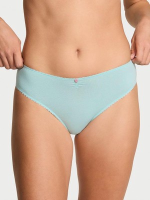 Victoria's Secret Esnek Pamuklu Kalp Dantelli Brief Külot - Mavi