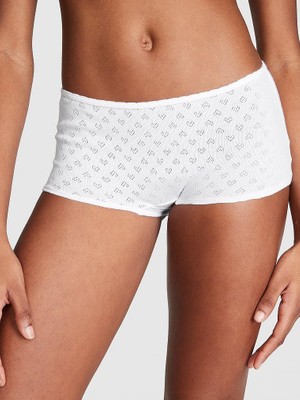 Pink Pamuklu Boyshort Külot - Optik Beyazı