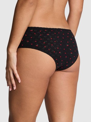 Pink Pamuklu Cheeky Külot - Kiraz ve Kalp Baskılı