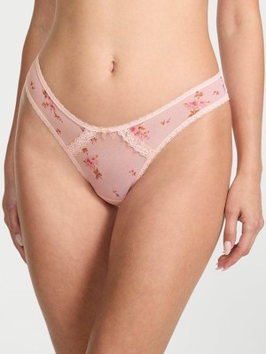 Dream Angels Transparan Brazilian Külot - Pembe Çiçekli