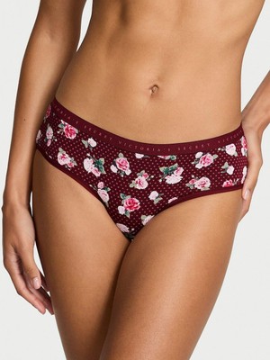 Victoria's Secret Esnek Pamuklu Hiphugger Külot - Bordo Çiçekli
