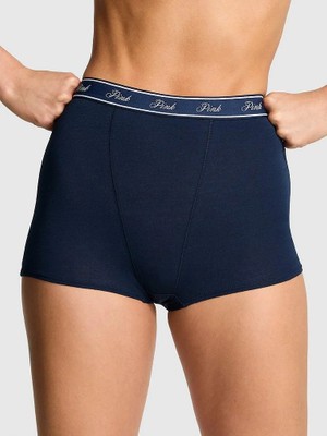 Pink Mikro Logolu Yüksek Bel Boyshort Külot - (Tek Renk)