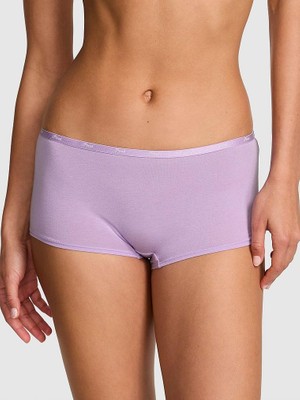 Pink Logolu Pamuklu Boyshort Külot - Işıltılı Lila