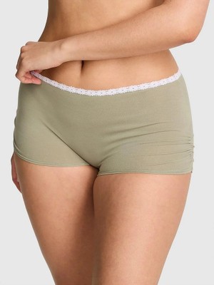 Pink Pamuklu Boyshort Külot - Zeytin Yeşili