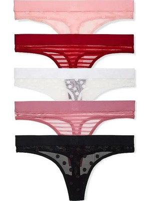 Victoria's Secret 5'li Tanga Külot - Çok Renkli