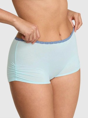 Pink Pamuklu Boyshort Külot - Toz Mavi