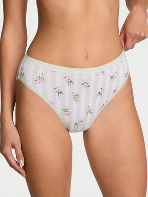 Victoria's Secret Esnek Pamuklu Derin Bacak Kesimli Brief Külot - Çiçekli Çizgili