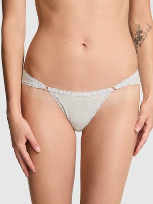 Pink Dantel Detaylı Pamuklu Cheeky Külot - Kırçıllı Bej