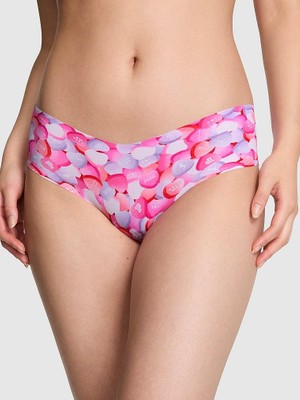 Pink Lazer Kesim Hiphugger Külot - Şeker Kalpler Baskı