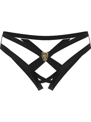Very Sexy Işıltılı Askılı Crotchless Cheeky Külot - (Tek Renk)